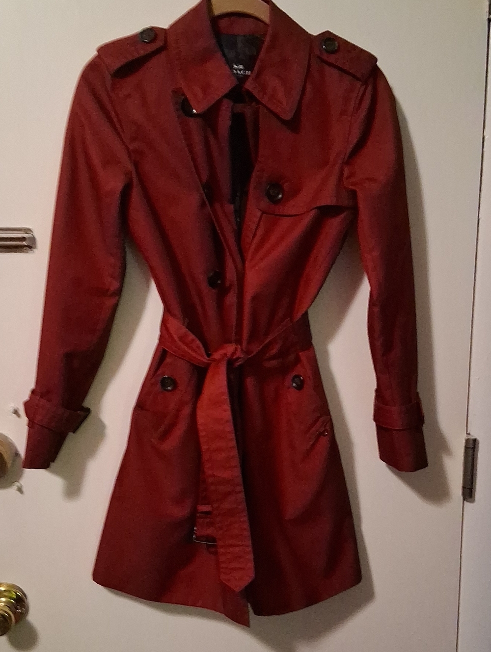 Coach Red Trench Coat with Waist Tie